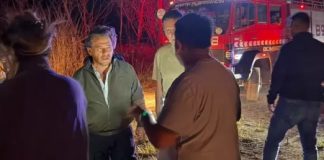 Sáenz en el operativo de emergencia por incendios entre Campo Quijano y Rosario de Lerma