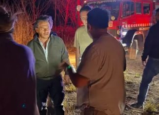 Sáenz en el operativo de emergencia por incendios entre Campo Quijano y Rosario de Lerma